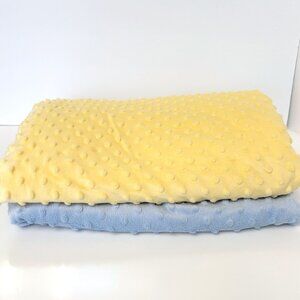 Yellow and Blue Minky Dot Fabric 2 1/2 + yards total
